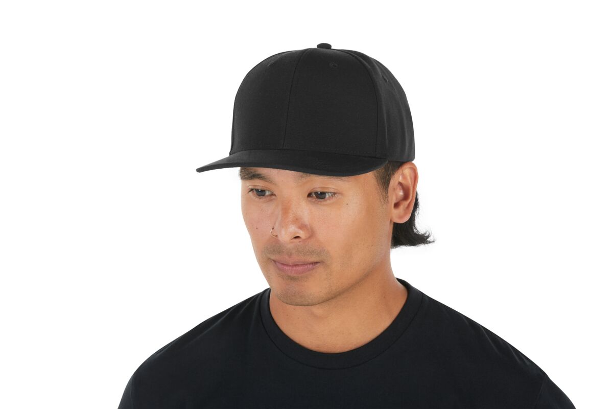 recycled-poly-classic-6-panel-hat-n9 WebPDP-HAT001002_Recycled_Poly_Classic_6Panel_Hat_Black_Studio_Harper_Studios_0723_Side_2__HAT001002OS.jpg